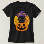 Cute Halloween Black Cat Witch Pet Pumpkin voor Ki T-shirt (Design voorkant)