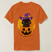 Cute Halloween Black Cat Witch Pet Pumpkin voor Ki T-shirt (Design voorkant)