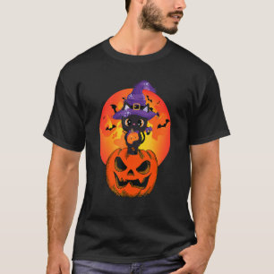 Cute Halloween Black Cat Witch Pet Pumpkin voor Ki T-shirt