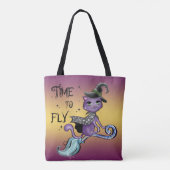 CUTE HALLOWEEN BLACK CAT WITCH PUMPKIN TOTE BAG (Achterkant)