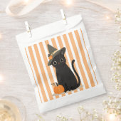 Cute Halloween Black Cat with Witch Hat Pumpkin Bedankzakje (Geknipt)