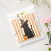Cute Halloween Black Cat with Witch Hat Pumpkin Bedankzakje (Gezegeld)