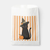 Cute Halloween Black Cat with Witch Hat Pumpkin Bedankzakje (Voorkant)