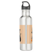 Cute Halloween Black Cat with Witch Hat Pumpkin Waterfles (Achterkant)