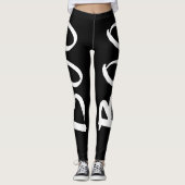 Cute Halloween Black en White Boo Script Leggings (Voorkant)