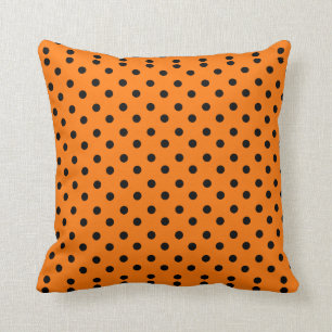 Cute Halloween Black Polka Dots Oranje Kussen