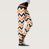 Cute Halloween Black Sinaasappel Chevron Leggings (Rechts)