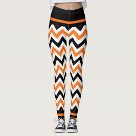 Cute Halloween Black Sinaasappel Chevron Leggings