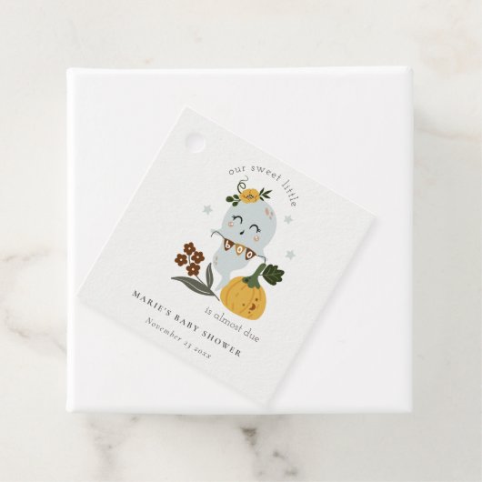 Cute Halloween Blue Ghost Little Boo Baby shower Bedankjes Labels (In situ)