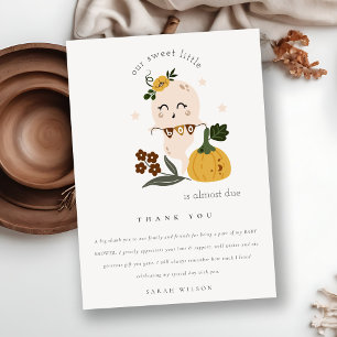 Cute Halloween Blue Ghost Little Boo Baby shower Bedankkaart