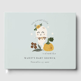 Cute Halloween Blue Ghost Little Boo Baby shower Gastenboek