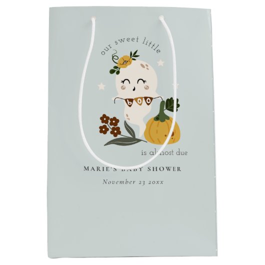 Cute Halloween Blue Ghost Little Boo Baby shower Medium Cadeauzakje (Voorkant)