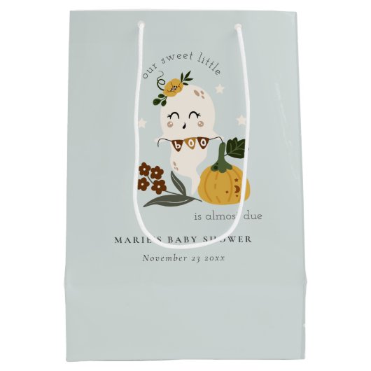 Cute Halloween Blue Ghost Little Boo Baby shower Medium Cadeauzakje (Achterkant)