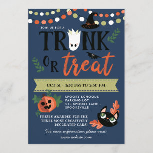 Cute Halloween Blue Trunk of Treat Social Distance Kaart