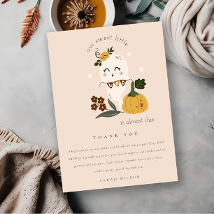 Cute Halloween Blush Ghost Little Boo Baby shower Bedankkaart