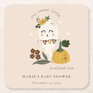 Cute Halloween Blush Ghost Little Boo Baby shower Kartonnen Onderzetters