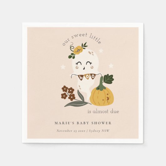 Cute Halloween Blush Ghost Little Boo Baby shower Servet (Voorkant)