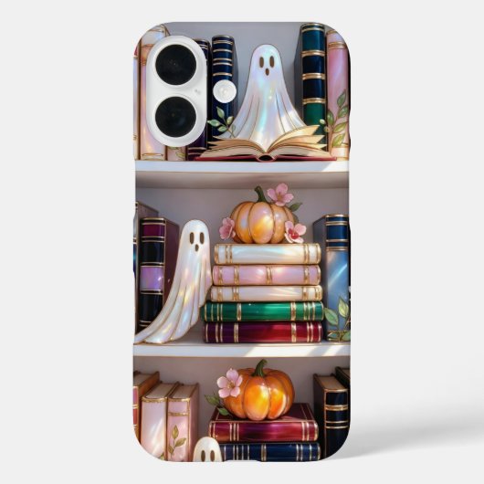 Cute Halloween Boekenplank Hoesje Geest Pompoen  (Achterkant)
