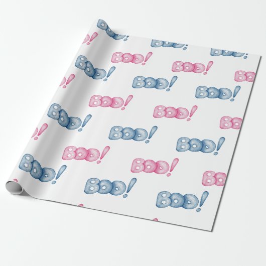 Cute Halloween Boo Wrapping Paper Cadeaupapier (Uitgerold)