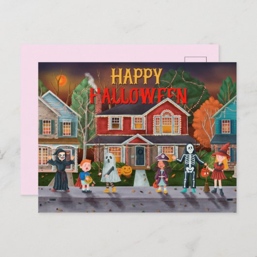Cute Halloween Briefkaart (Voorkant / Achterkant)