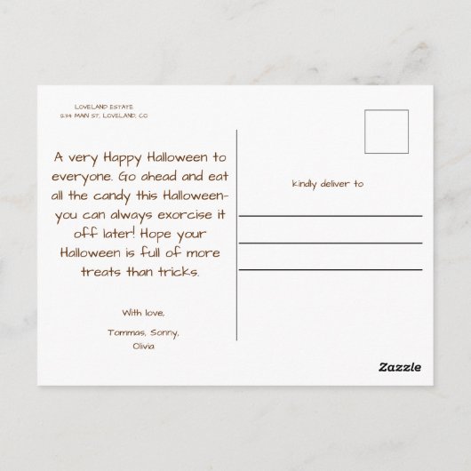 Cute Halloween Briefkaart (Achterkant)