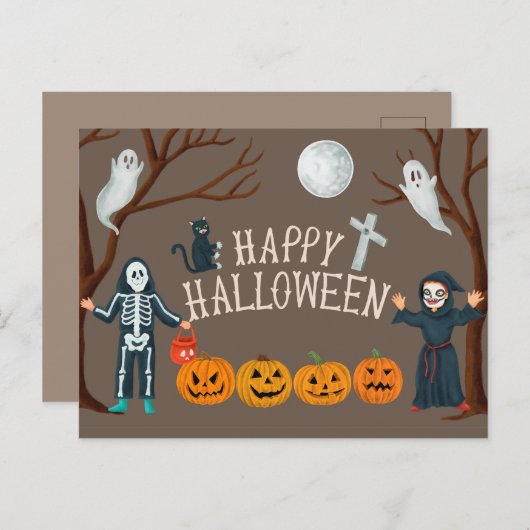 Cute Halloween Briefkaart (Voorkant / Achterkant)