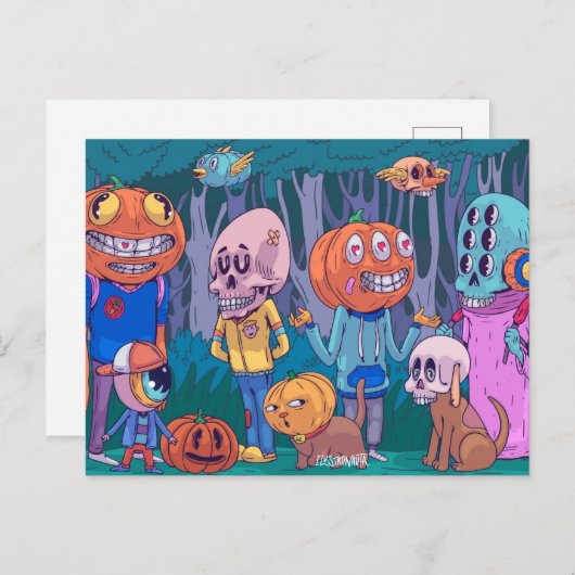Cute Halloween Briefkaart (Voorkant / Achterkant)