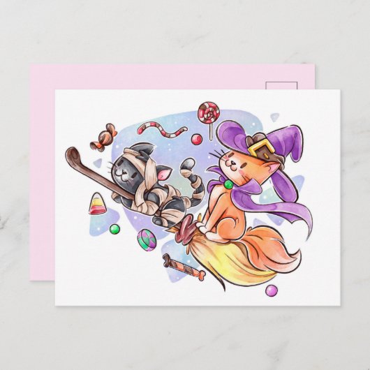 Cute Halloween Briefkaart (Voorkant / Achterkant)