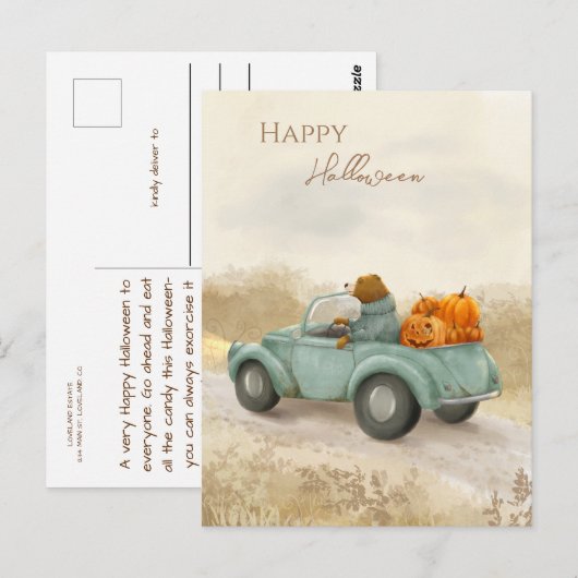 Cute Halloween Briefkaart (Voorkant / Achterkant)