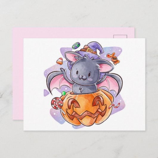 Cute Halloween Briefkaart (Voorkant / Achterkant)