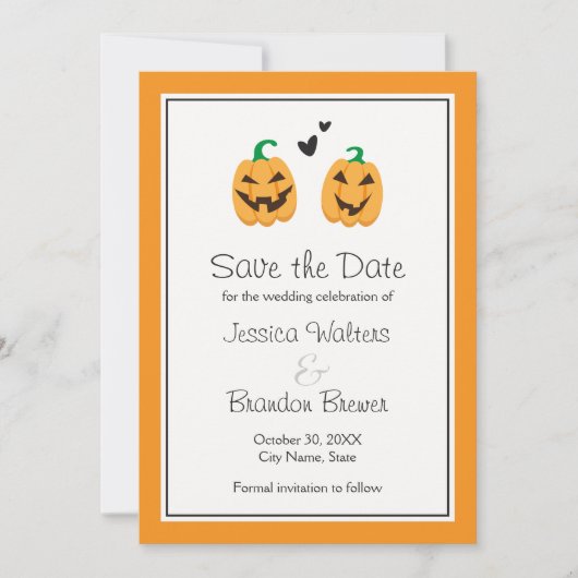 Cute Halloween bruiloft behalve de datumaankondigi Save The Date (Voorkant)
