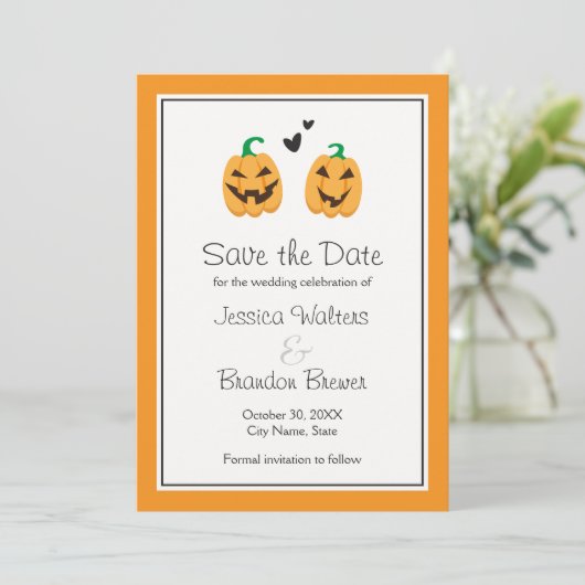 Cute Halloween bruiloft behalve de datumaankondigi Save The Date (Staand voorkant)