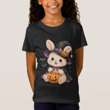 Cute Halloween Bunny Heks met Pompoen Kids T-Shirt