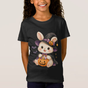 Cute Halloween Bunny Heks met Pompoen Kids T-Shirt