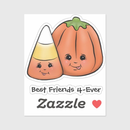 Cute Halloween Candy Corn & Pumpkin Sticker (Vel)