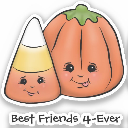 Cute Halloween Candy Corn & Pumpkin Sticker (Voorkant)