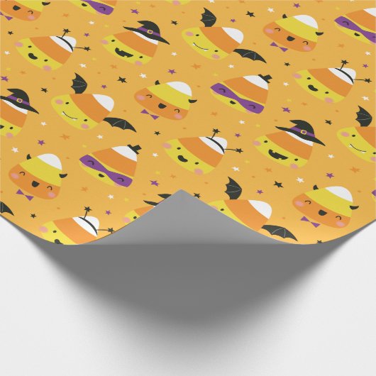 Cute Halloween Candy Corns in costume orange Cadeaupapier (Hoek)