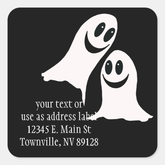 Cute Halloween Cartoon Ghosts Vierkante Sticker (Voorkant)