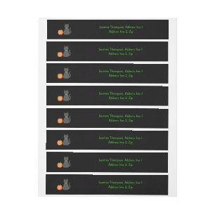 Cute Halloween Cat and Pumpkin Custom Adreslabel Wikkel