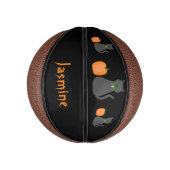 Cute Halloween Cat and Pumpkin Custom Basketbal (Verticaal)