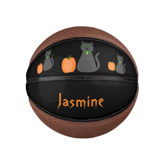 Cute Halloween Cat and Pumpkin Custom Basketbal (Voorkant)