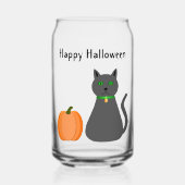Cute Halloween Cat and Pumpkin Custom Blikvorm Glas (Voorkant)