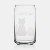 Cute Halloween Cat and Pumpkin Custom Blikvorm Glas (Achterkant)