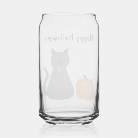Cute Halloween Cat and Pumpkin Custom Blikvorm Glas (Achterkant)