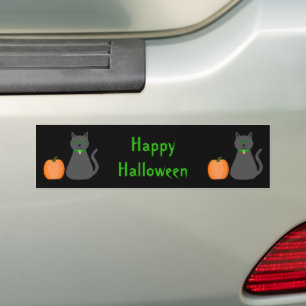 Cute Halloween Cat and Pumpkin Custom Bumpersticker
