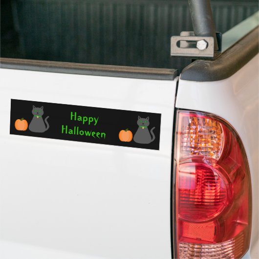 Cute Halloween Cat and Pumpkin Custom Bumpersticker (Op Truck)