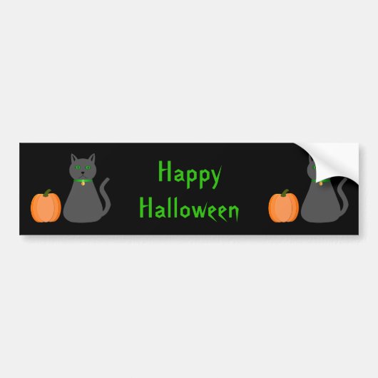 Cute Halloween Cat and Pumpkin Custom Bumpersticker (Voorkant)