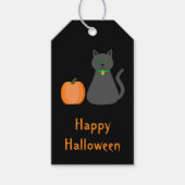 Cute Halloween Cat and Pumpkin Custom Cadeaulabel (Voorkant)