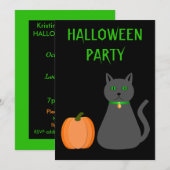 Cute Halloween Cat and Pumpkin Custom Kaart (Voorkant / Achterkant)