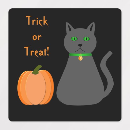 Cute Halloween Cat and Pumpkin Custom Labels (Design 1)